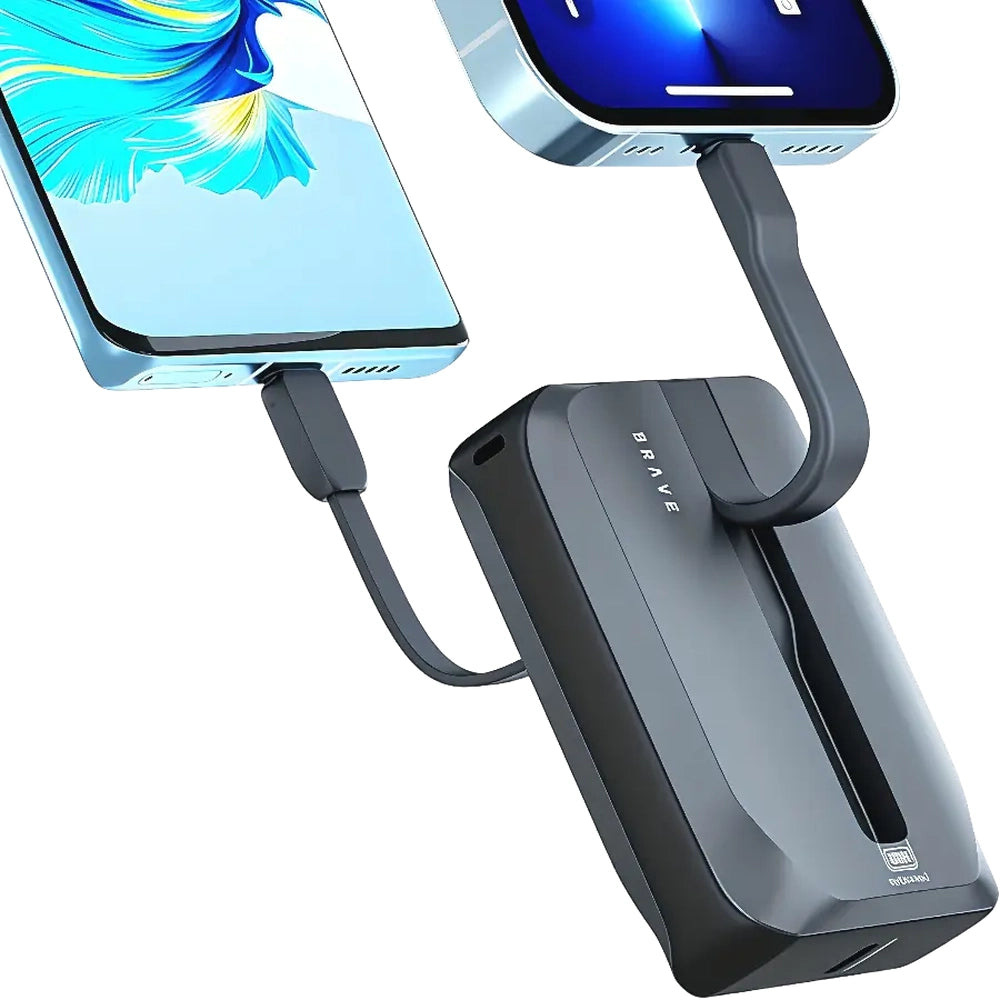 Brave power bank charging two smartphones simultaneously