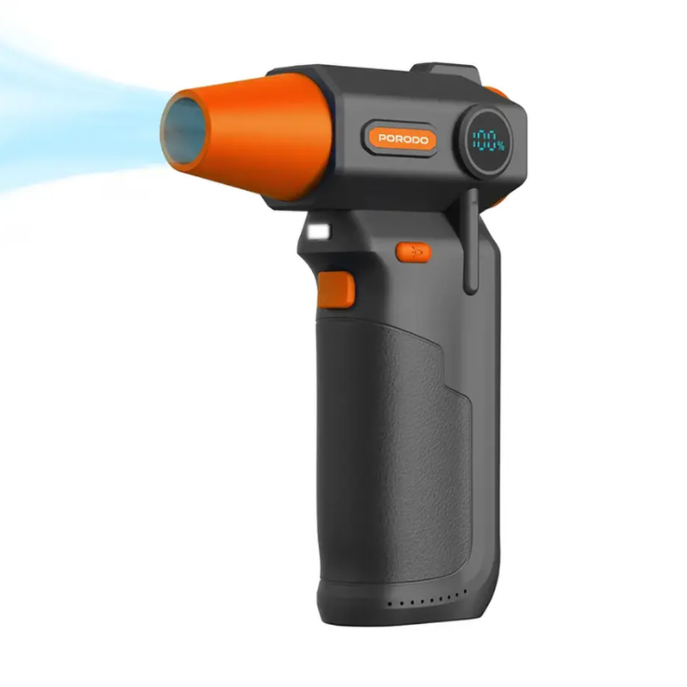 Porodo handheld air duster showing adjustable airflow speed