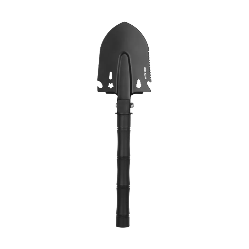Folded Green Lion 8-in-1 camping shovel with star hole and saw edge