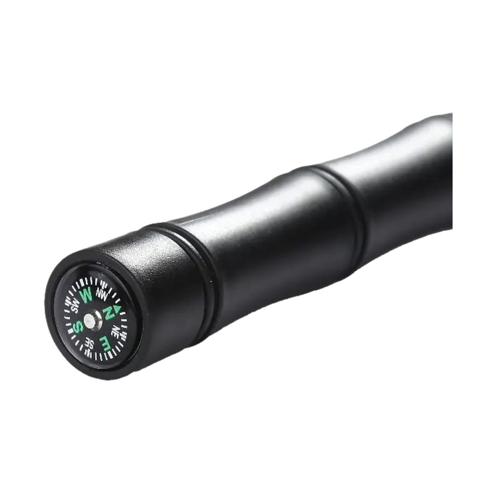 Green Lion shovel handle with integrated compass and textured grip