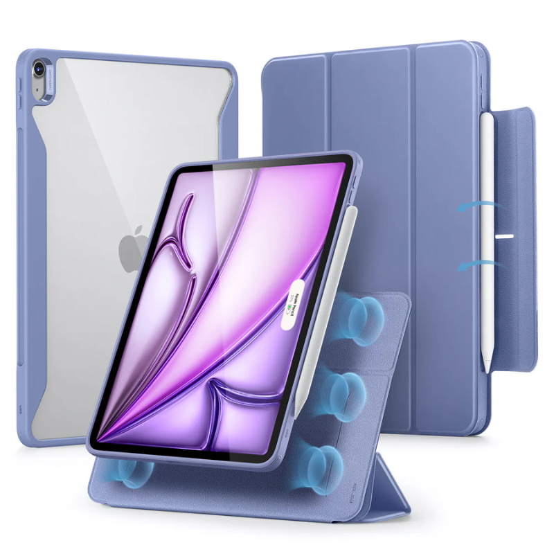 Lavender ESR iPad Air hybrid case featuring detachable cover and dual-layer protection