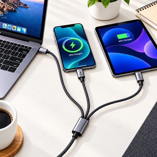 Arabic: كابل بورولوجي 2 في 1 — دعم الشحن السريع ونقل البيانات المستقر | English: Powerology 2-in-1 Cable — Fast charging support with stable data transfer