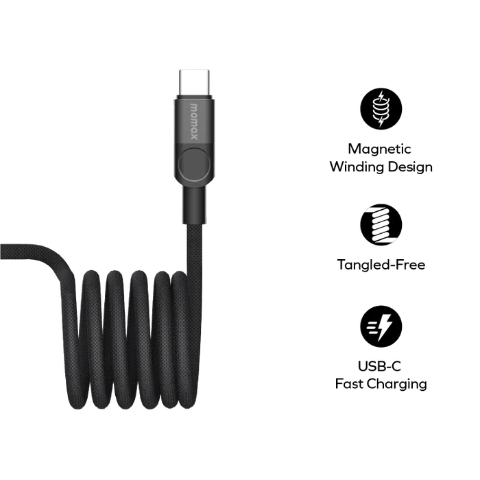 موماكس - كابل USB-C مغناطيسي بقوة 100 واط (2 متر)