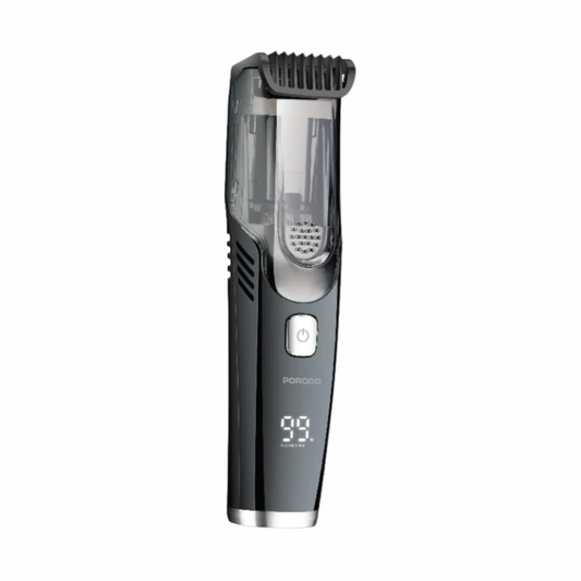 Porodo air suction beard trimmer with digital display and dust collection chamber