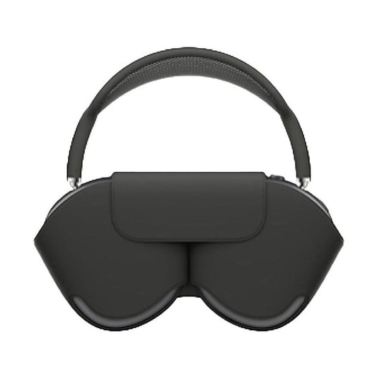 Folded dark gray over-ear headphones with padded headband