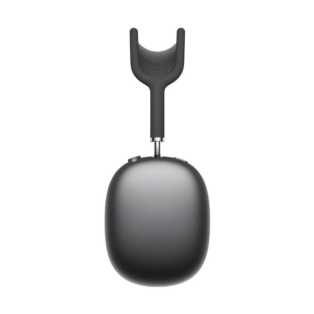 Back view of dark gray ANC headphones showing mesh headband and hinge
