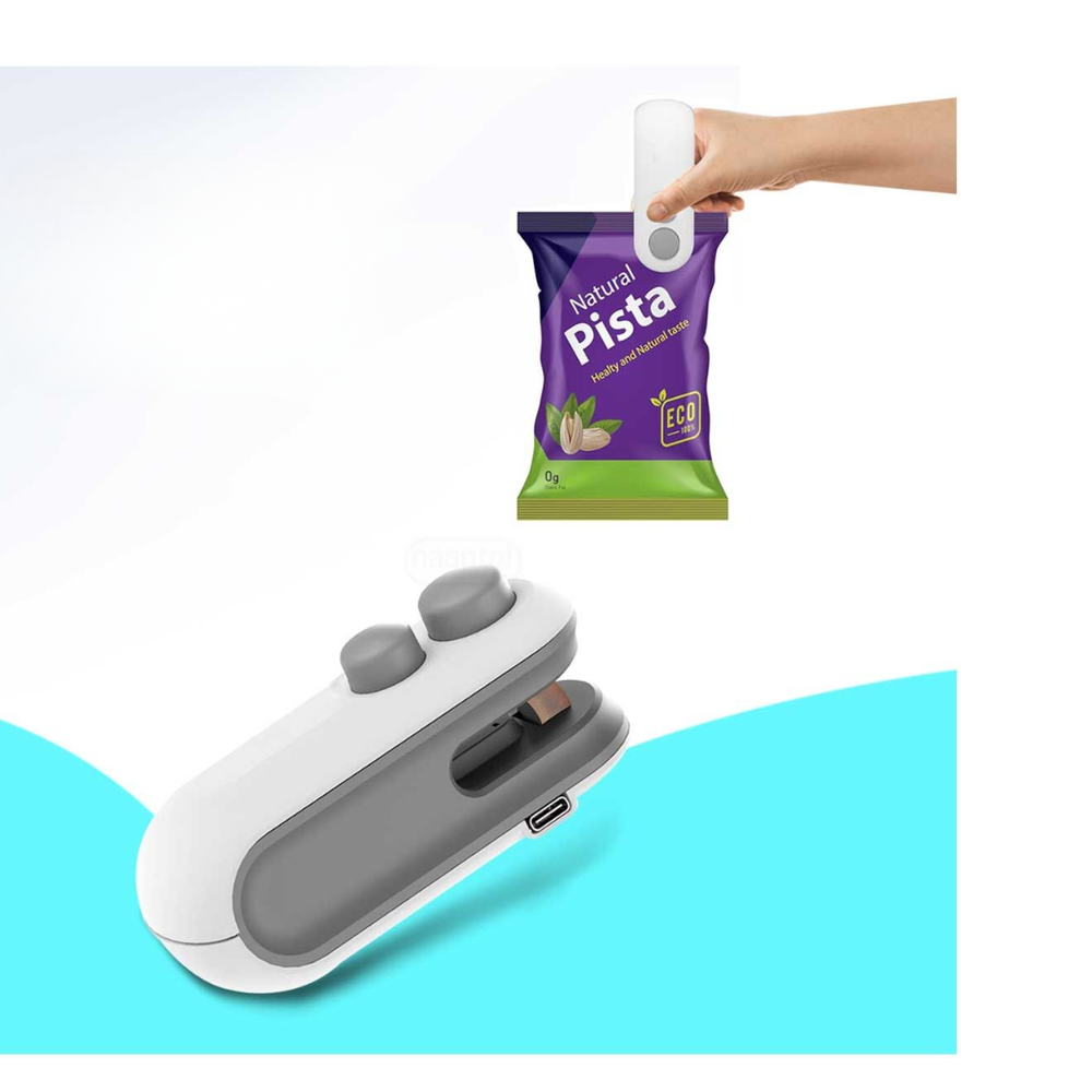White and gray mini sealing machine resealing snack bags