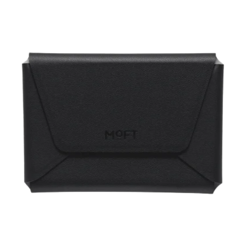 Black pebbled leather Moft wallet with envelope flap