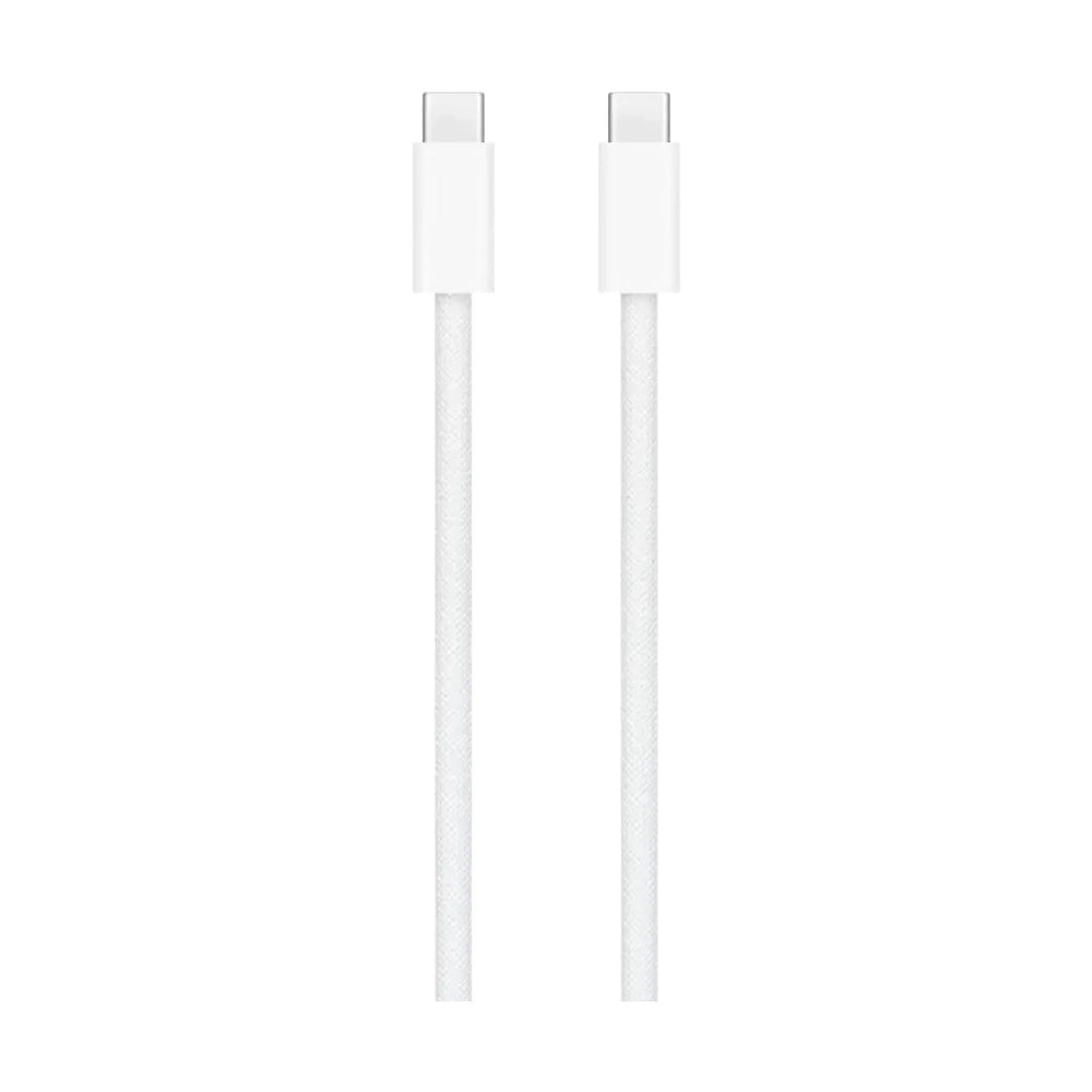 Two Apple USB-C to USB-C cables white braided side by side