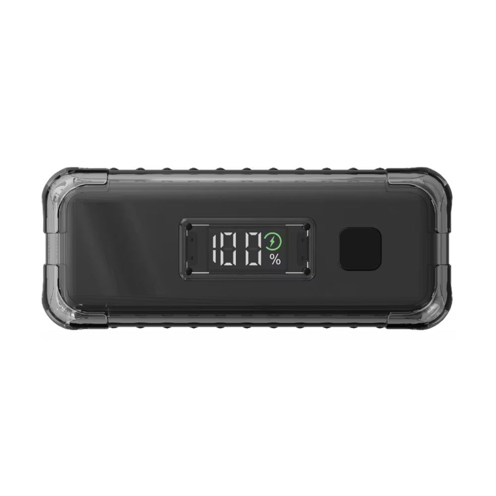 Back view of Levelo power bank featuring matte finish and percentage display screen