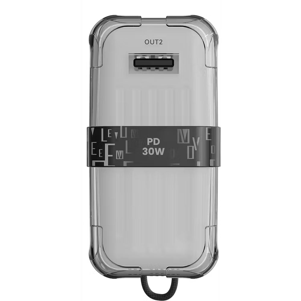 Levelo 30W PD power bank back with USB-C port and reinforced corner guards