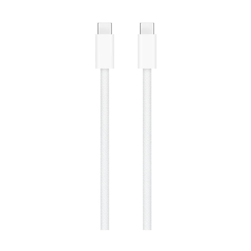 Two white USB-C cables on a white background