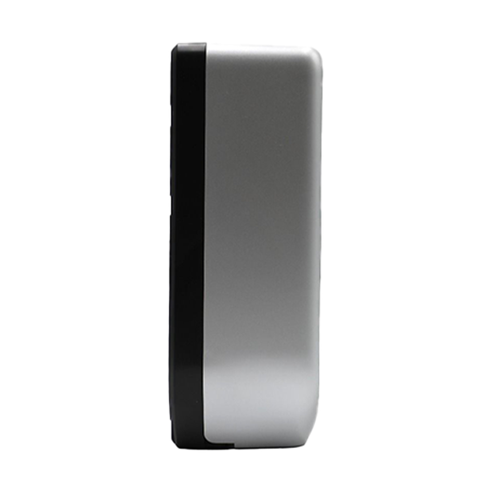 Slim profile of Dr Scent Voltalia battery powered air freshener dispenser in matte silver
