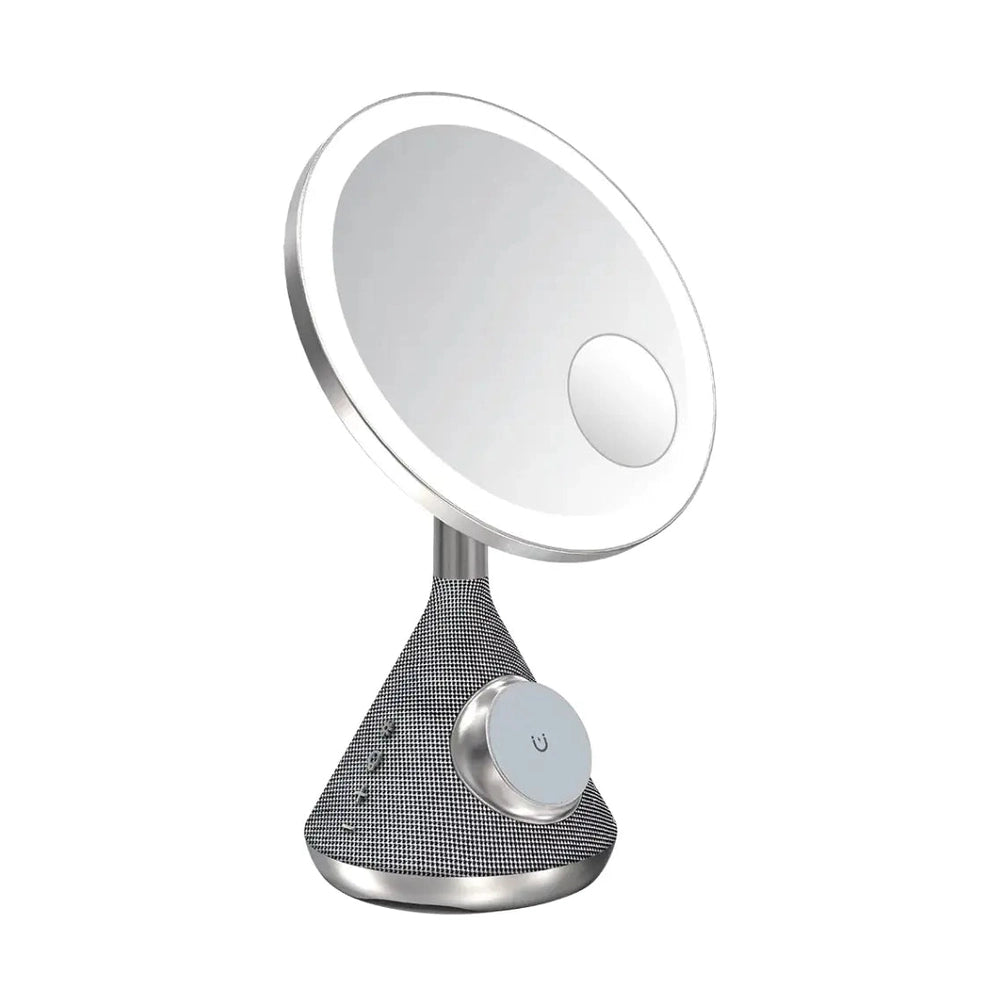 Porodo LED makeup mirror with checkered base and silver control button