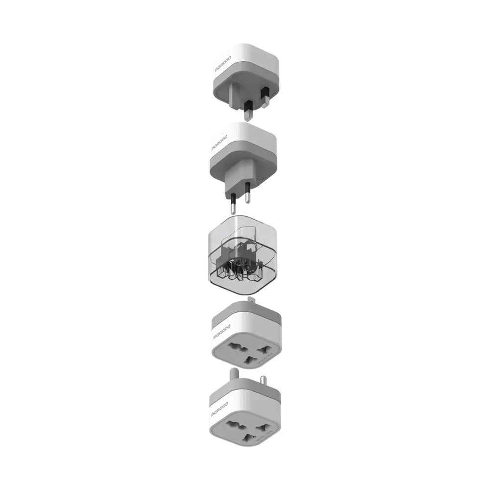 Porodo modular universal travel adapter with interchangeable plug heads for global use