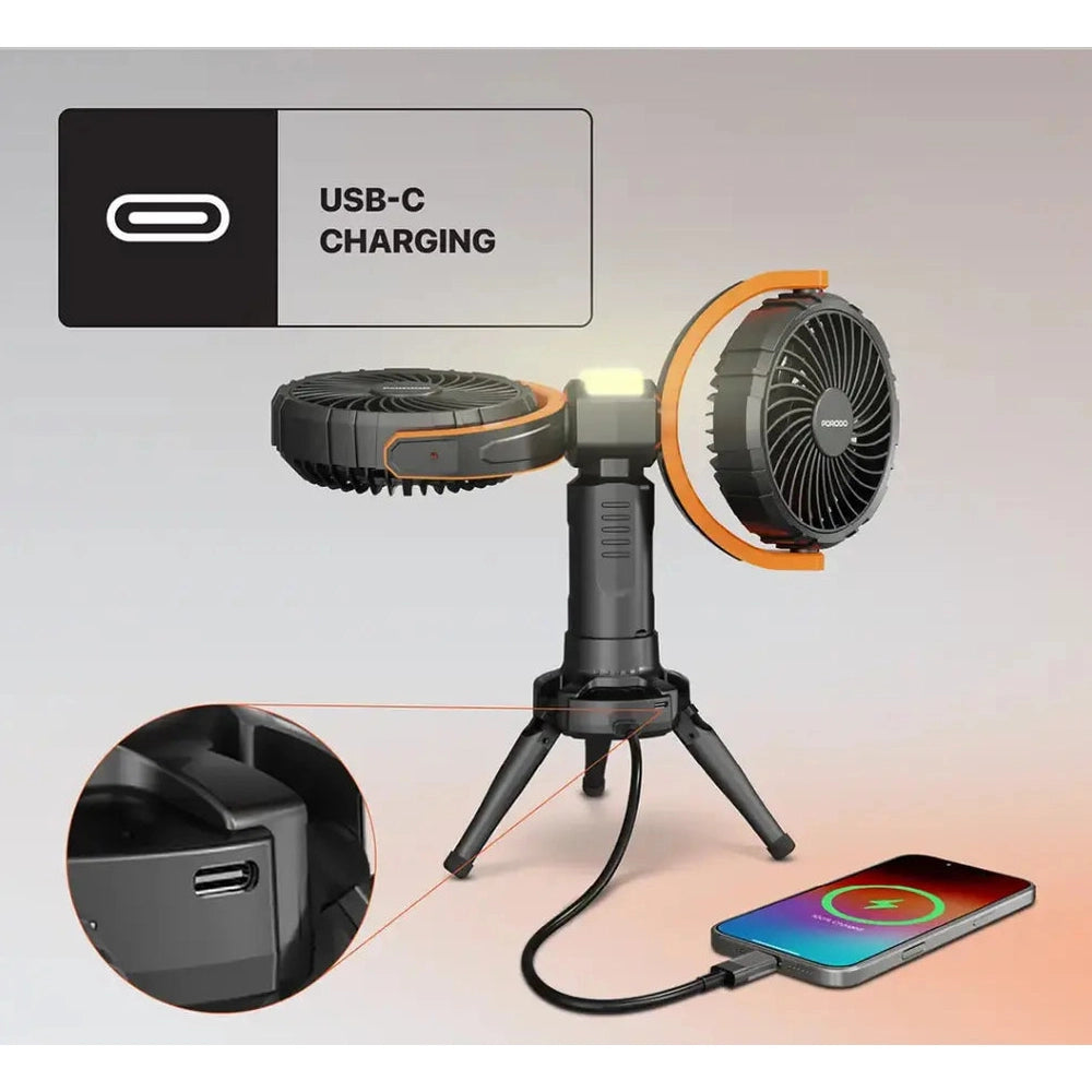 Porodo - Dual-Head Oscillating Fan (8000mAh)