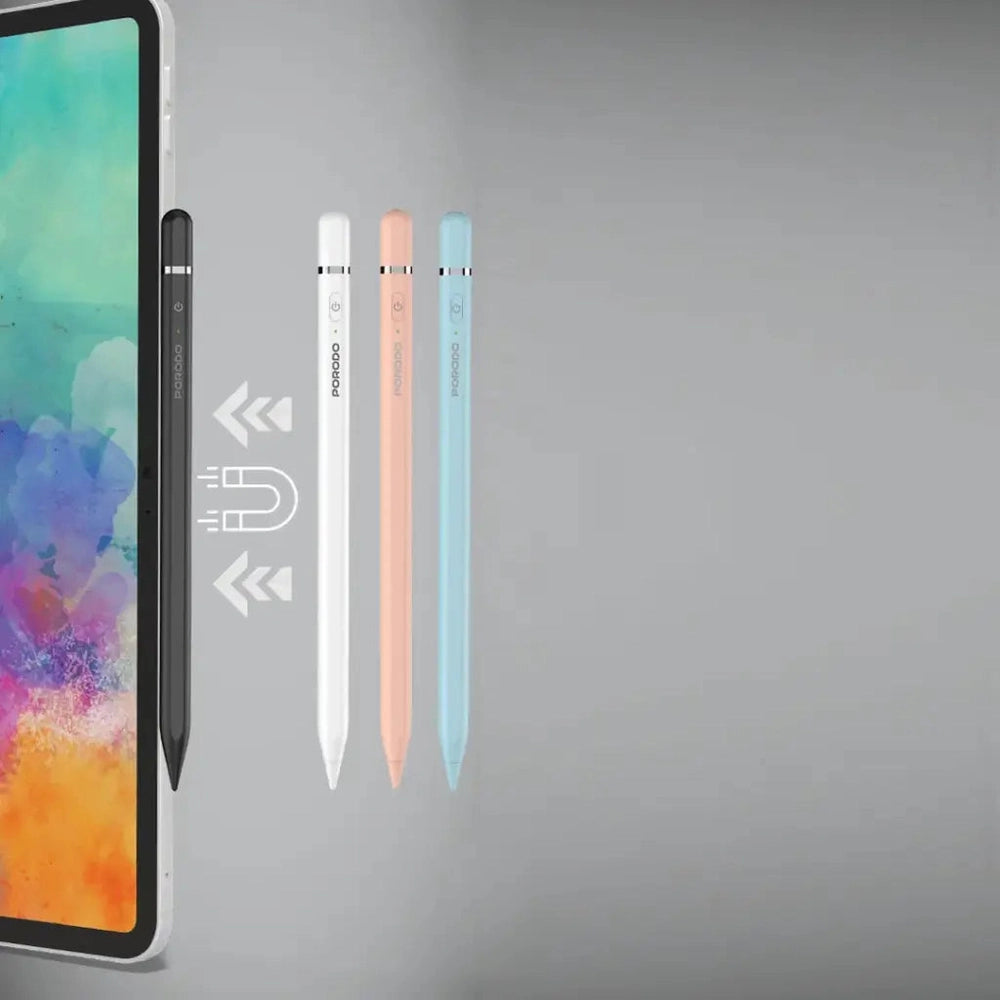 Porodo iPad stylus set in black white and peach with magnetic side attachment
