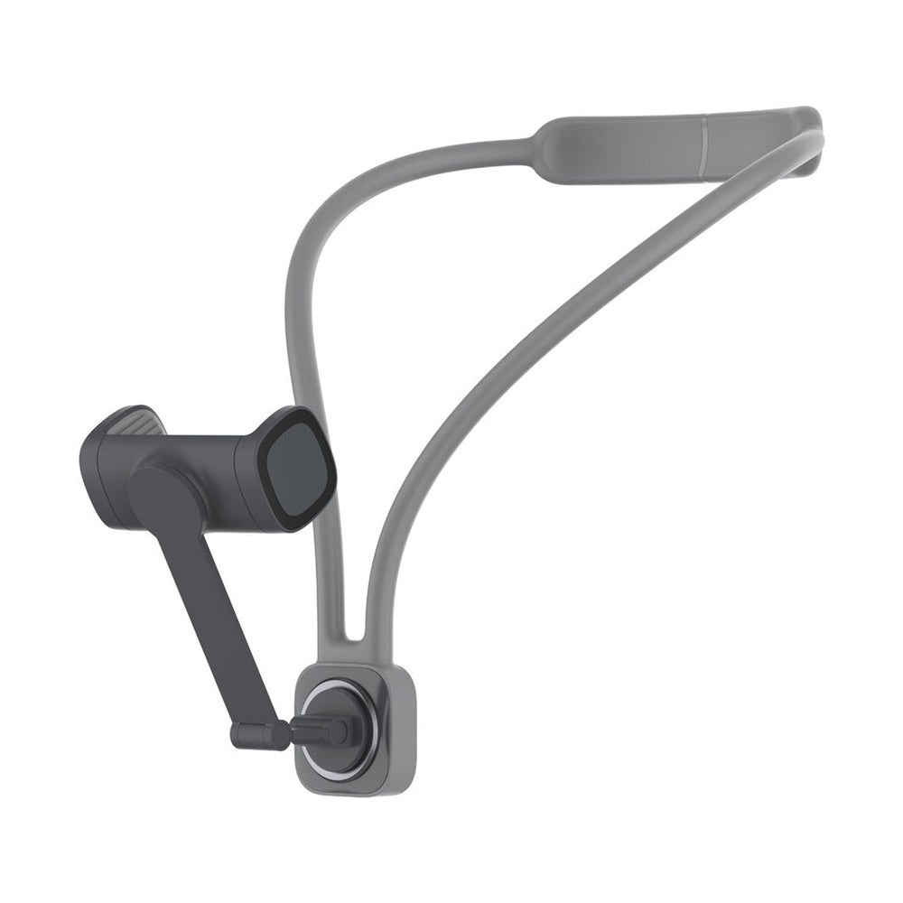 Gray U-shaped hands-free neck strap mount with adjustable black arm