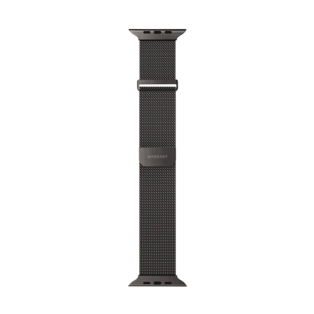 Dark gray stainless steel mesh band with brushed MAGEASY magnetic clasp