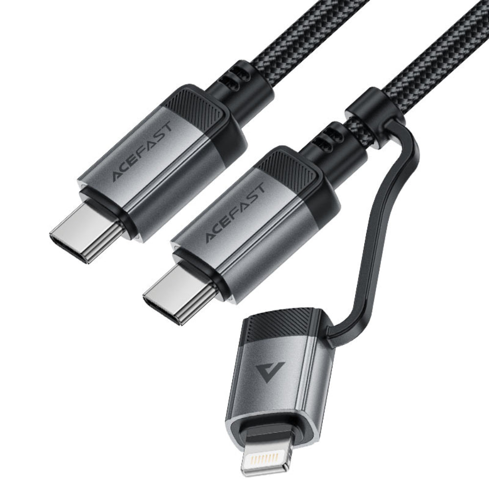 كيبل ACEFAST C20-01 ثنائي الاستخدام من USB-C إلى USB-C / Lightning بقدرة 60 واط / 30 واط — حل شحن واحد لجميع أجهزتك | ACEFAST C20-01 2-in-1 USB-C to USB-C / Lightning Cable (60W / 30W) — One Charging Solution for All Your Devices.
