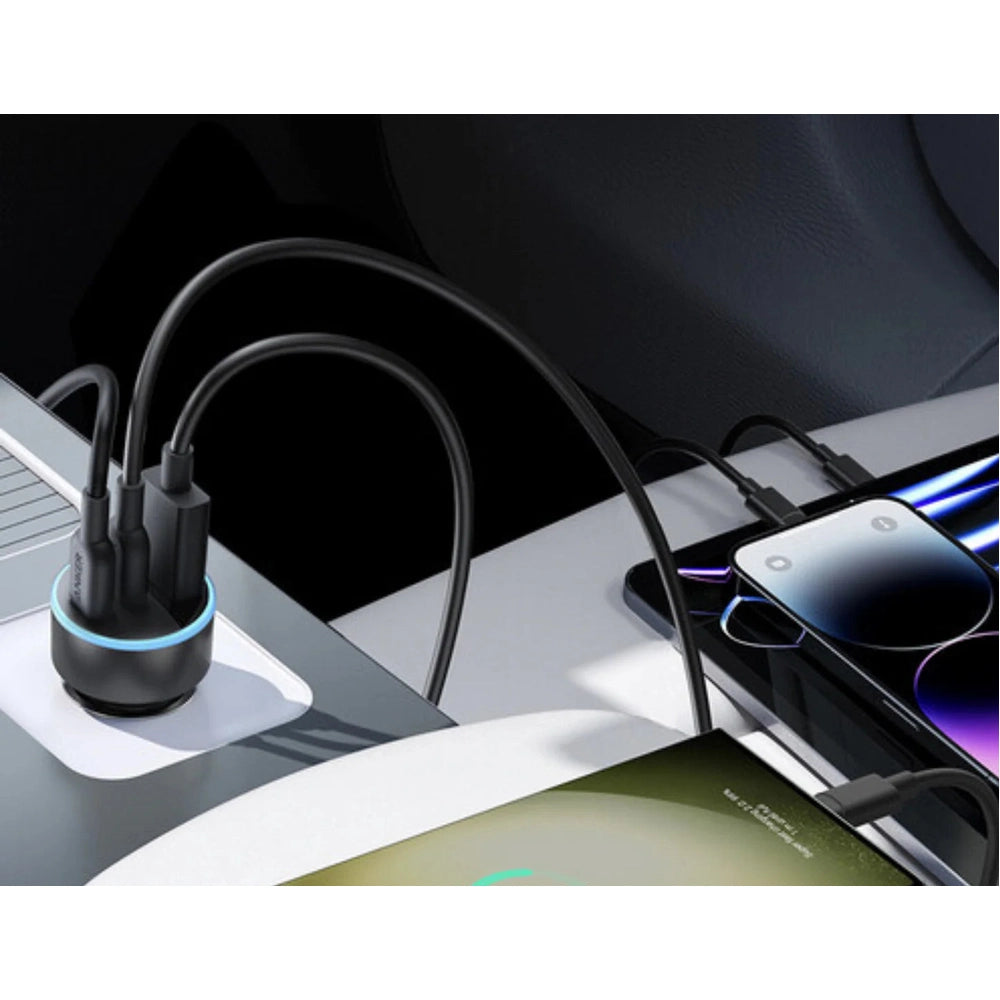 Anker car charger charging phone tablet and laptop simultaneously