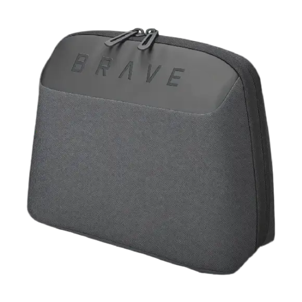 Textured gray Brave pouch organizer with dual zipper closure