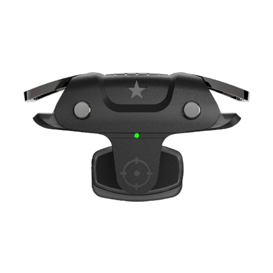 Black tactical device with a star emblem on a white background