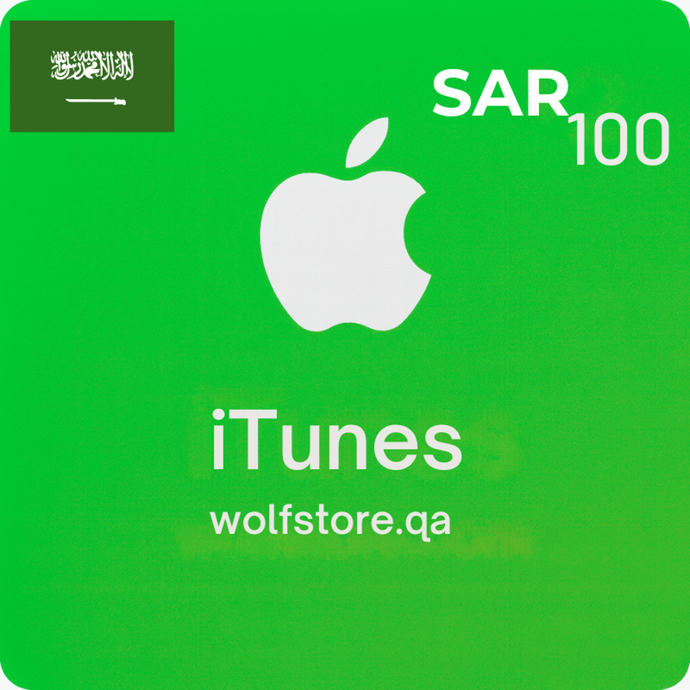 iTunes 100 SAR digital gift card with Apple logo and Saudi flag design