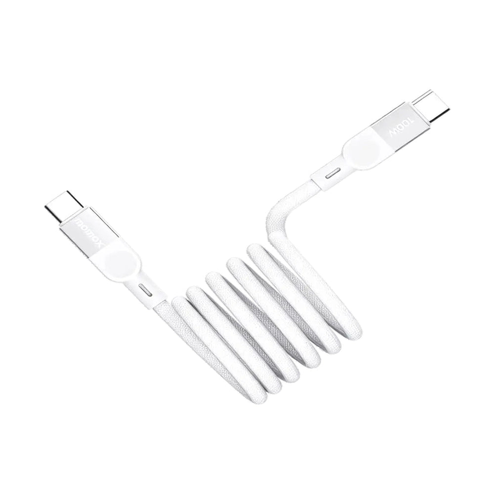 Momax 2m white braided magnetic USB-C cable with 100W charging capability