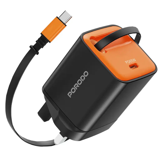 بورودو - شاحن حائط 65 واط مع كابل USB-C قابل للسحب