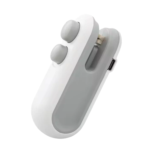Compact curved design handheld food bag sealer front view