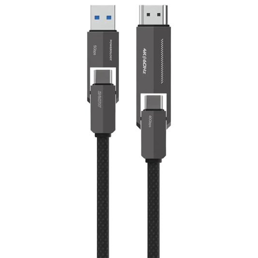 Powerology - كابل شحن 240 واط وHDMI 4K (1.2 متر)