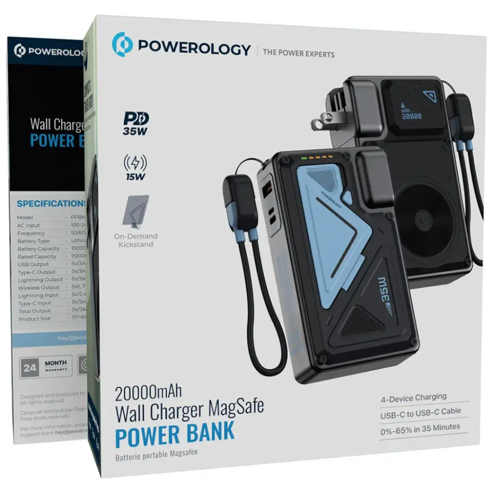 Powerology Wall Charger MagSafe Power Bank 20000mAh