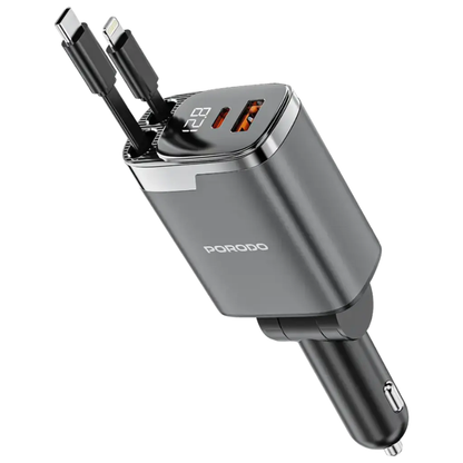 Porodo - 111W Car Charger Dual Retractable Cables