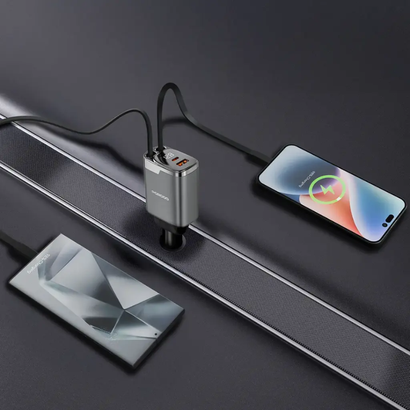 Porodo - 111W Car Charger Dual Retractable Cables
