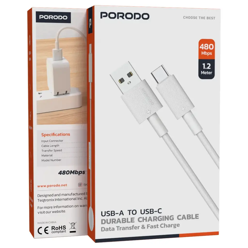Porodo USB-A to Type-C Durable Charging Cable
