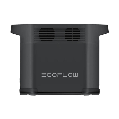 Rear view of black EcoFlow 1000W portable power station with dual circular vents