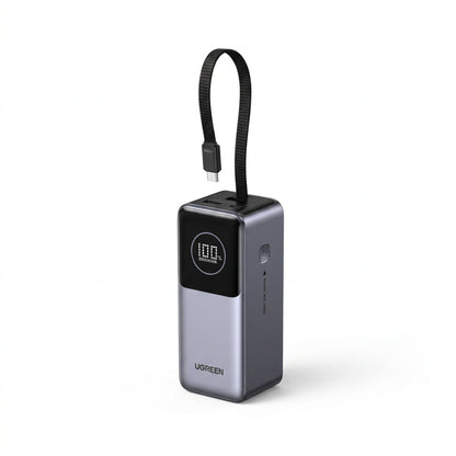إجمالي خرج 130 واط عبر 3 منافذ (USB-C1 100W + USB-C2 30W + USB-A 22.5W) — يشحن MacBook Pro 16 بوصة إلى 43% وiPhone 15 إلى 60% في 30 دقيقة فقط | 130W total output across 3 ports (USB-C1 100W + USB-C2 30W + USB-A 22.5W) — charges a MacBook Pro 16" to 43% and an iPhone 15 to 60% in just 30 minutes .