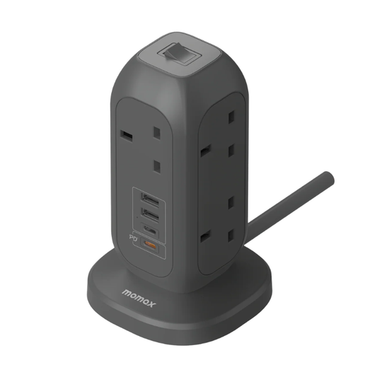 مومكس - شريط طاقة 3250 واط 7 منافذ تيار متردد وUSB (2 متر)