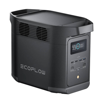 EcoFlow 1000W portable power station front view with digital display and USB-C ports