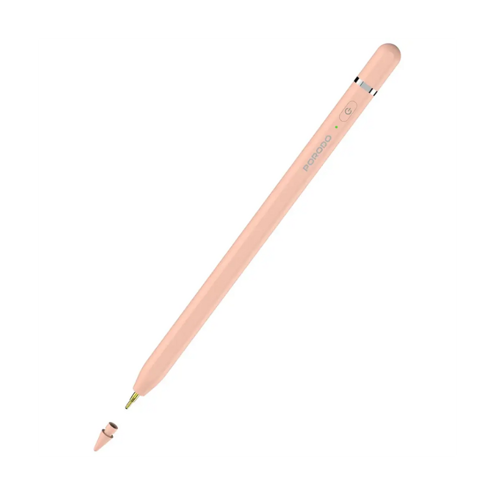 Peach Porodo creative pen for iPad with replaceable gold nib and grip ridges