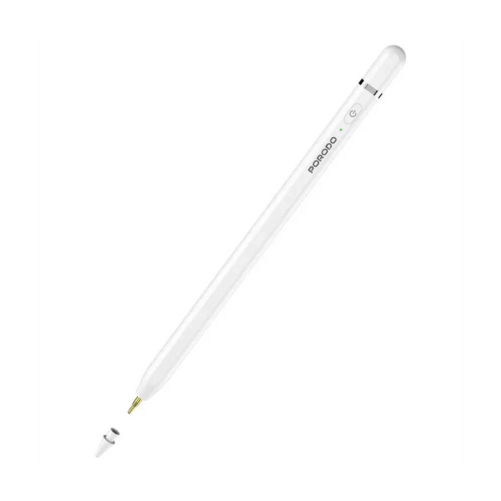White Porodo digital pen for iPad with precision 1.7mm tip and power button