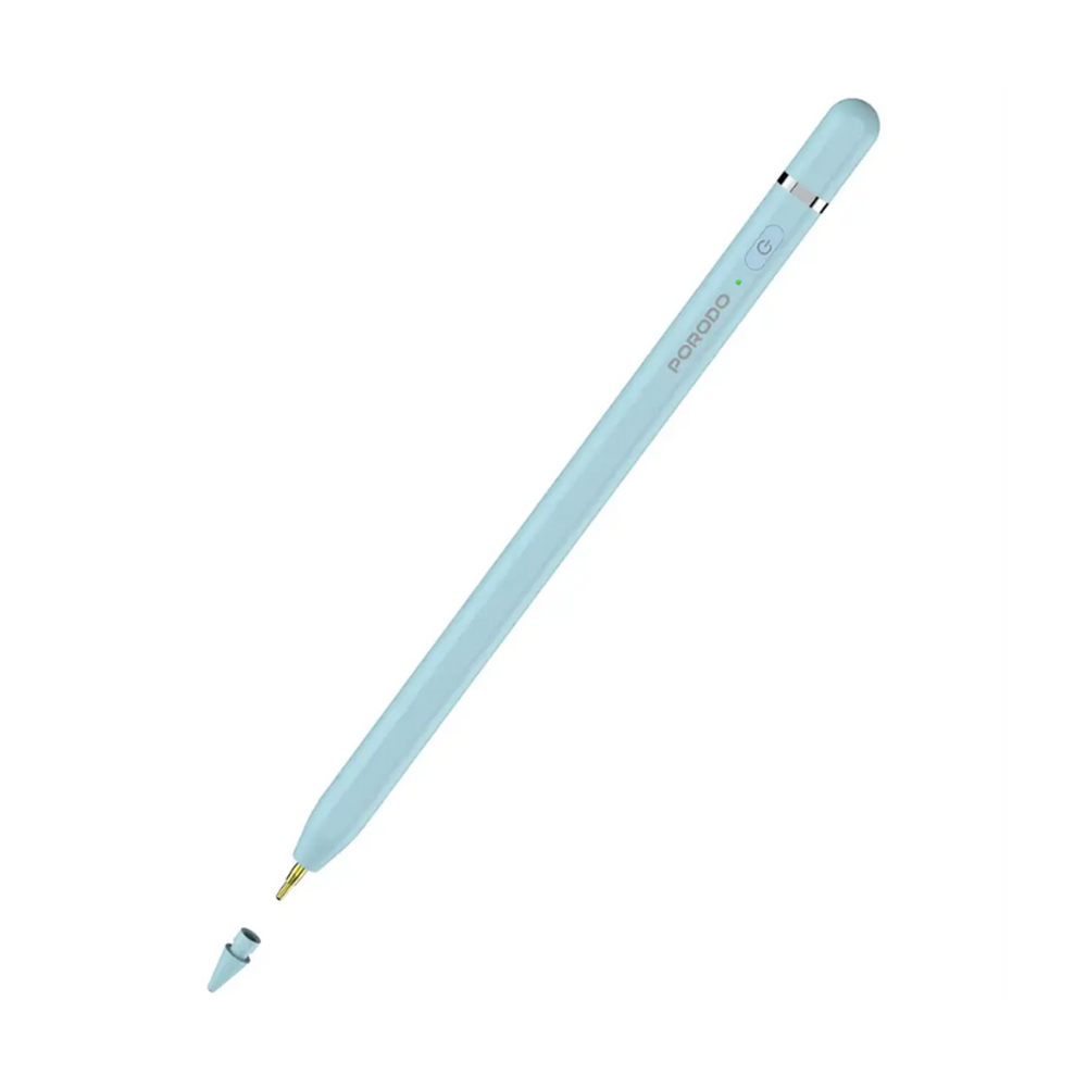 Light blue Porodo smart pen for iPad with 1.7mm tip and magnetic attachment