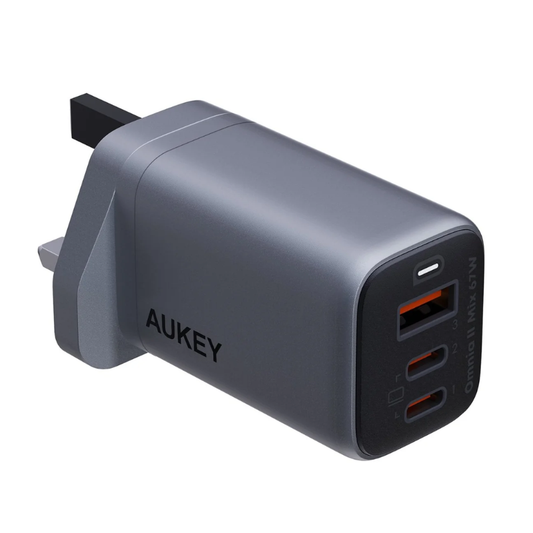 شاحن حائط ثلاثي المنافذ من أوكي - 67 واط