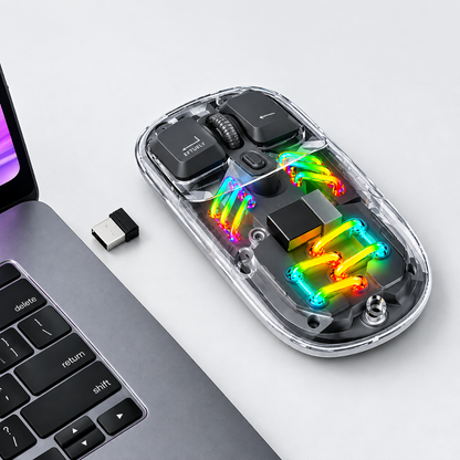 Porodo - Transparent Dual Mode Wireless Mouse