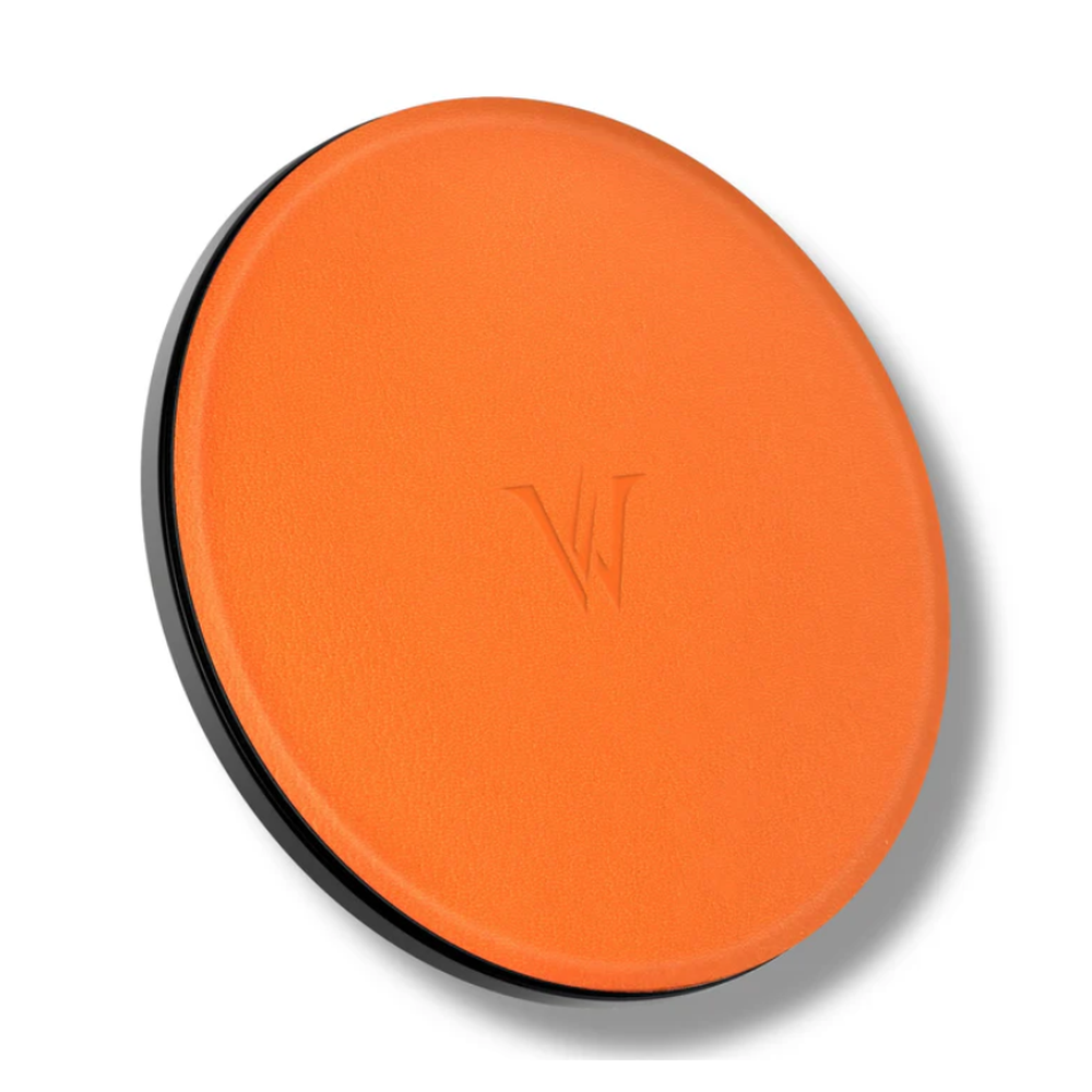 Orange matte magnetic phone grip with textured finish and embossed logo