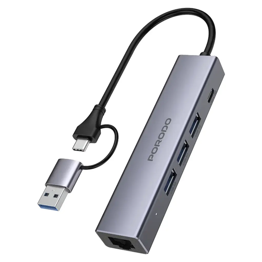 Porodo - موزع USB-C متعدد المنافذ و (100 واط توصيل طاقة)