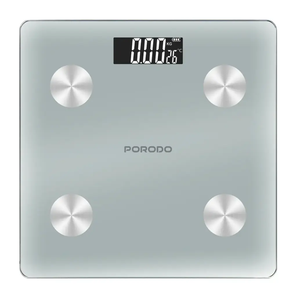 Porodo Smart Body Fat Scale, Digital Smart Bluetooth Body Composition Analyzer with Accurate Weight Measurement, Body Fat Percentage, BMI & Health Monitoring | ميزان Porodo الذكي لقياس دهون الجسم، ميزان رقمي ذكي بتقنية Bluetooth لتحليل مكونات الجسم، قياس الوزن بدقة ونسبة الدهون ومؤشر كتلة الجسم ومتابعة المؤشرات الصحية