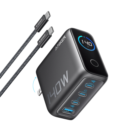 Anker - شاحن 140 واط بـ 4 منافذ مع USB-C