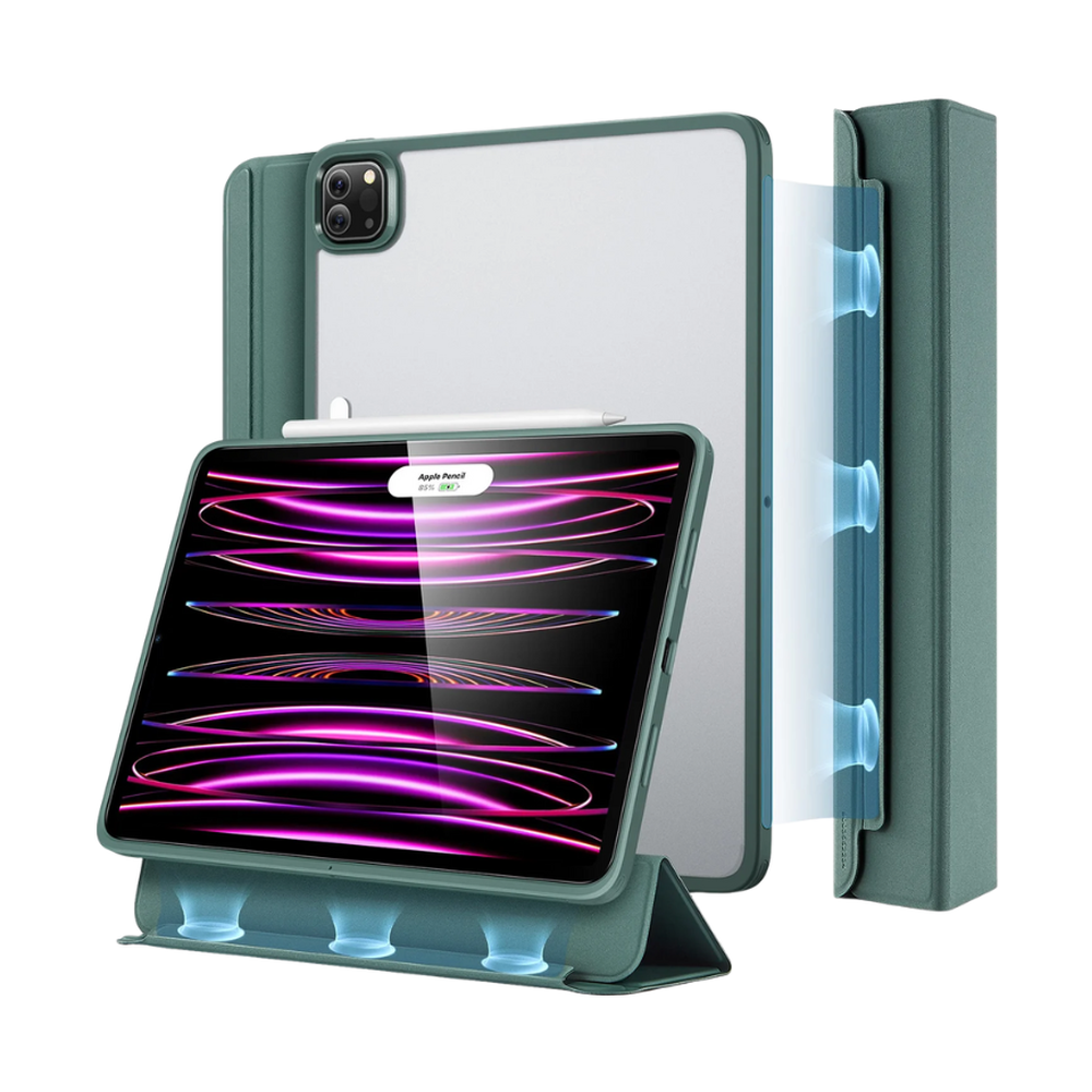 Teal matte textured ESR iPad Air trifold case with magnetic closure and pencil slot